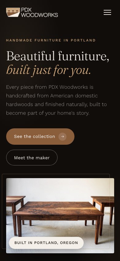 The new homepage on a phone