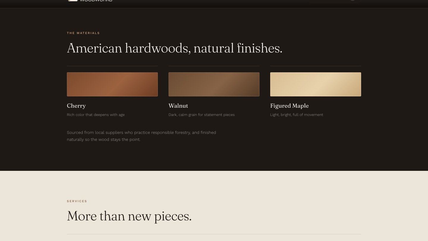 The wood materials strip of the new homepage